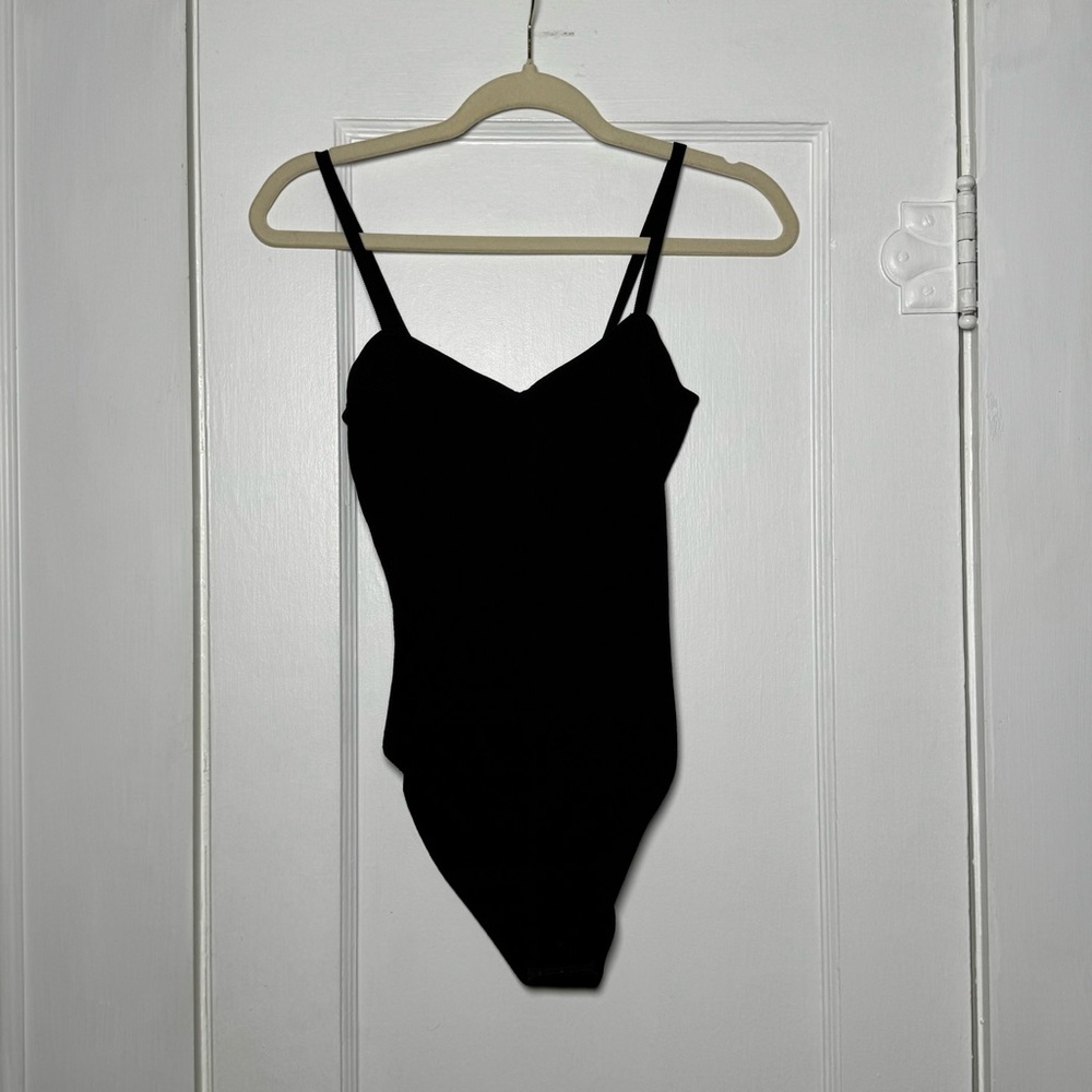 Zara Ribbed Corset Top Plunging Back Cheeky Bodysuit Size Small